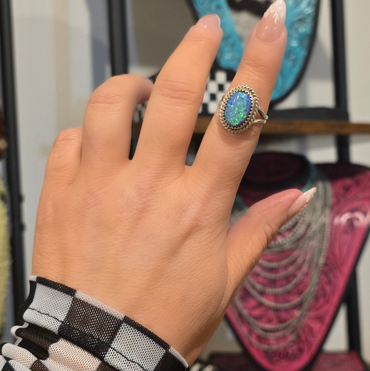 Lilac Opal & Sterling Ring