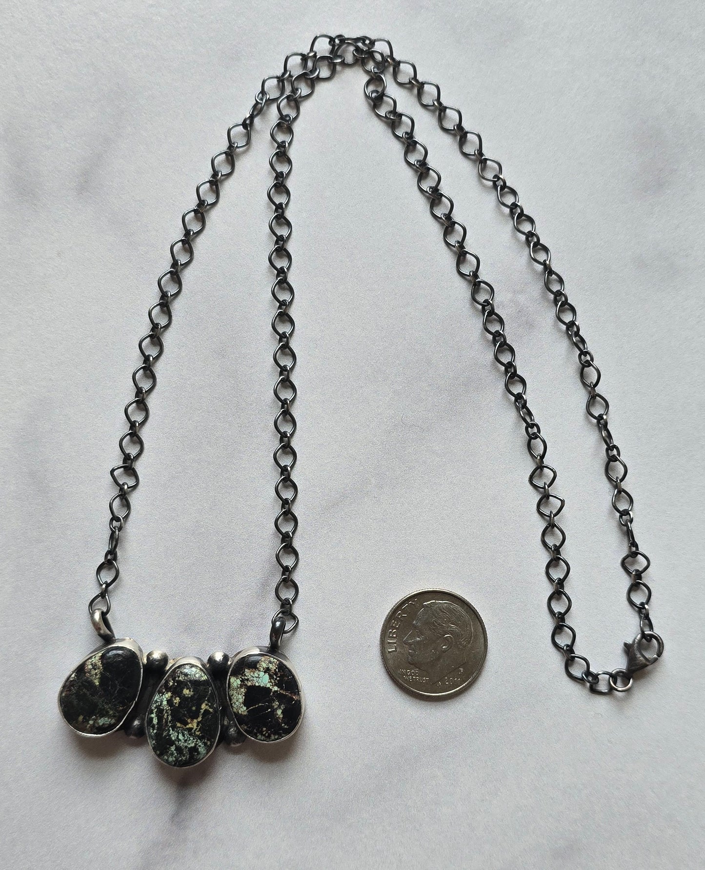 Native Made Black Jack and Sterling Necklace