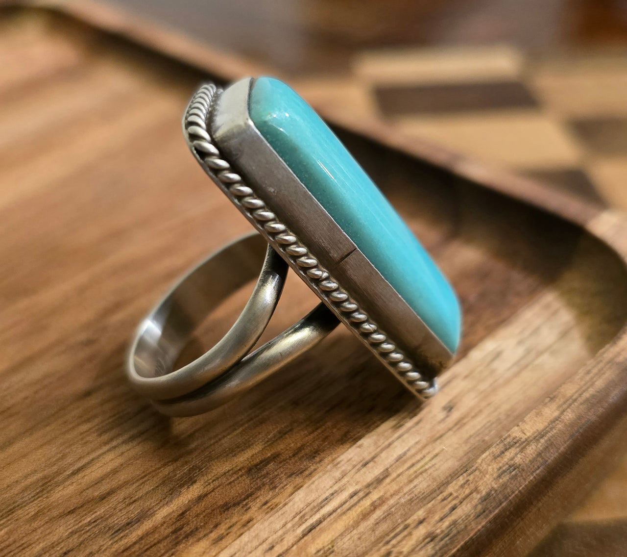 Kingman Turquoise & Sterling Adjustable Ring