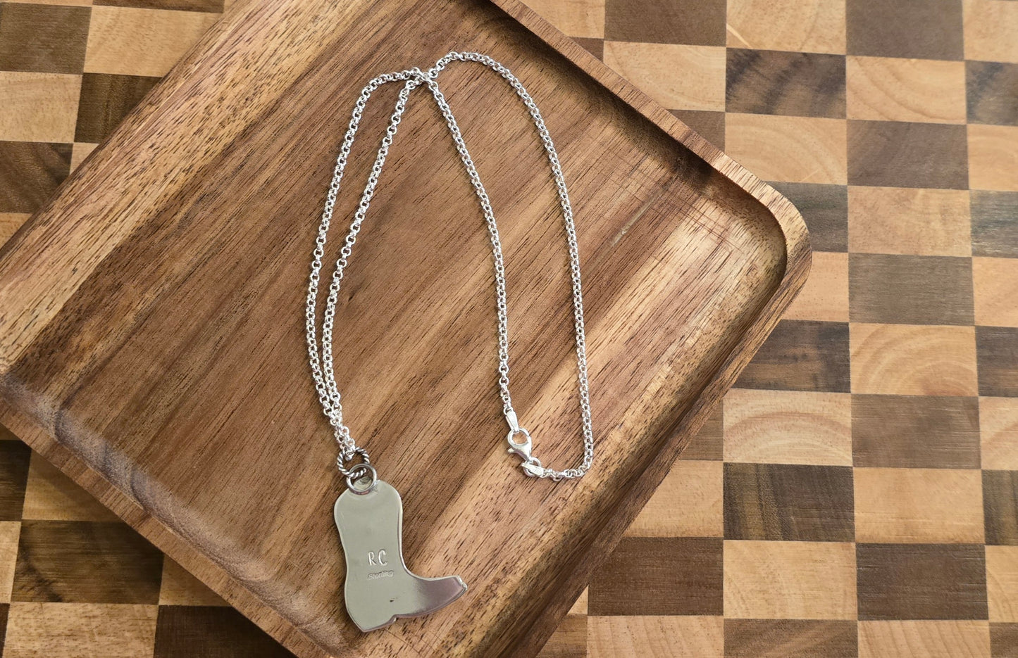 Handmade Sterling Boot Necklace