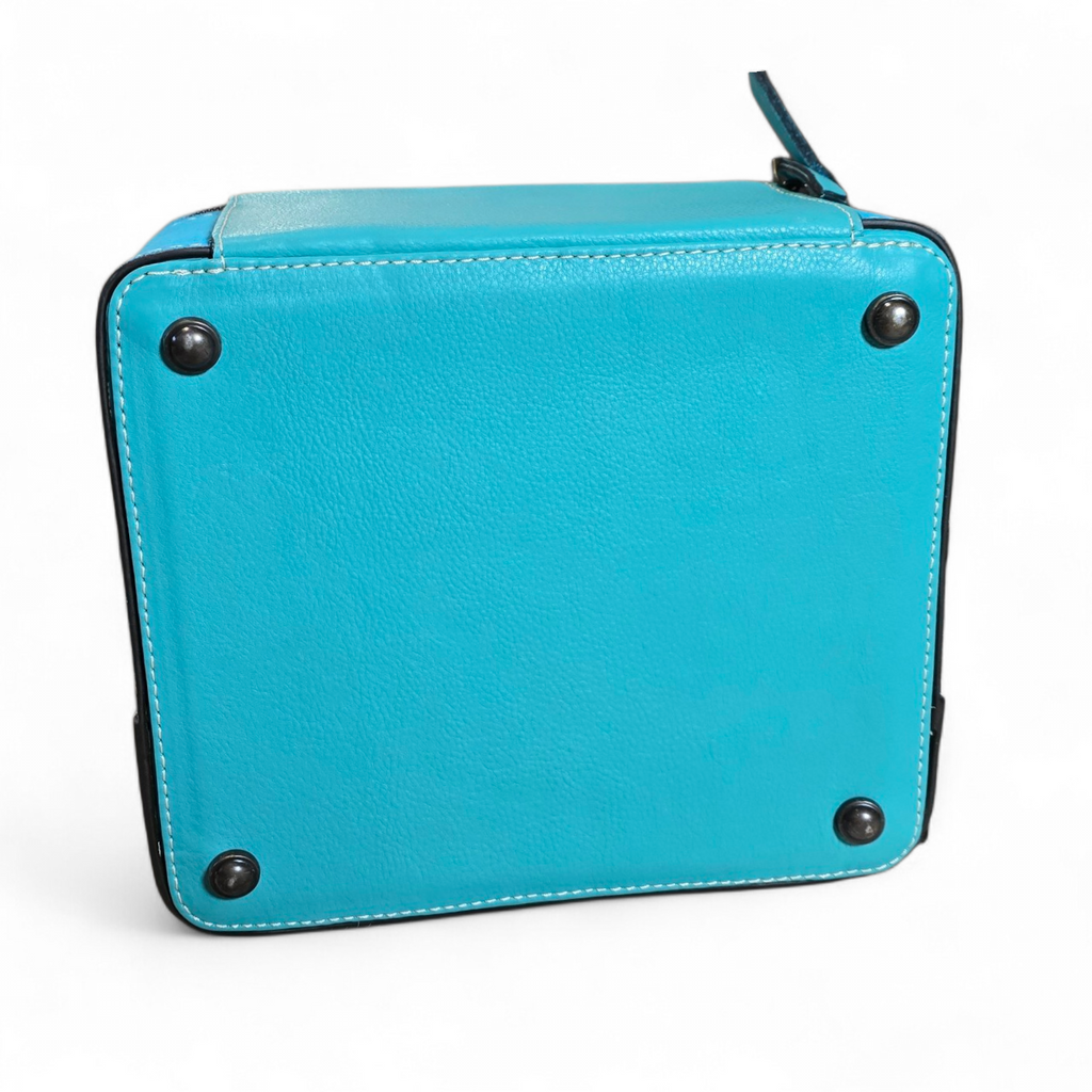 Turquoise Boot Stitch Suede & Tooled Leather Jewelry Box
