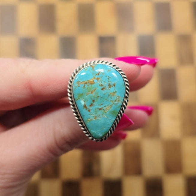 Kingman Turquoise & Sterling Adjustable Ring