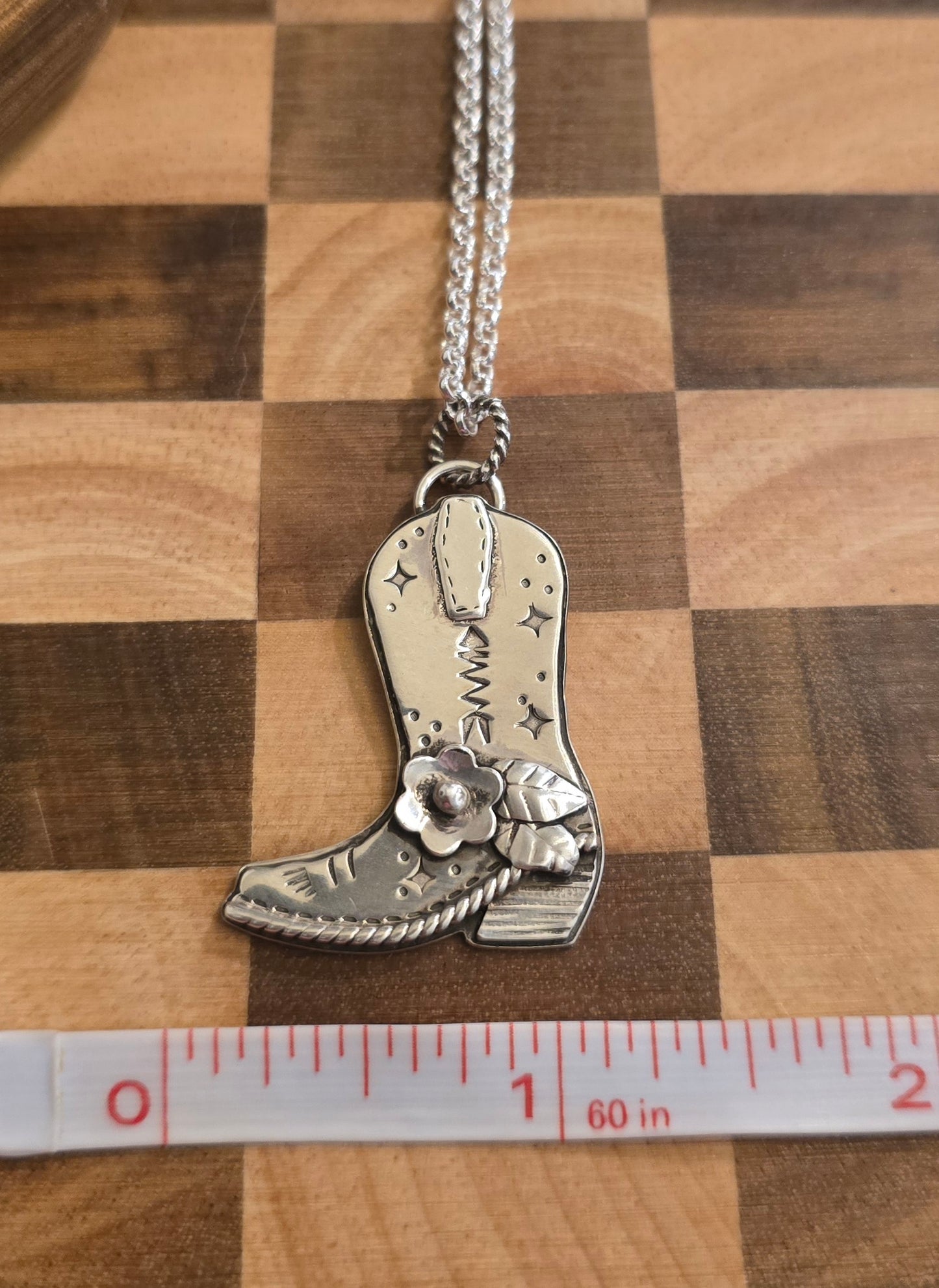 Handmade Sterling Boot Necklace