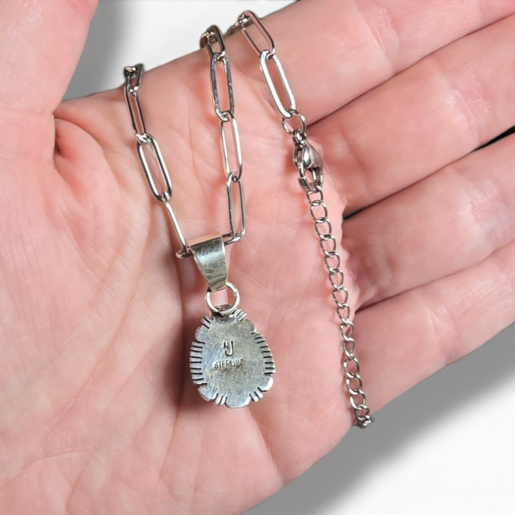 Native Made Sonoran Gold & Sterling Pendant With Free Stainless Steel Paper Clip Chain