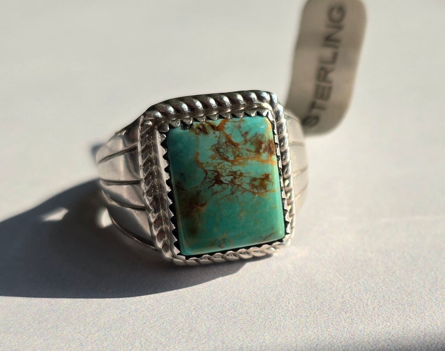 Kingman Turquoise and Sterling Ring Size 9.5