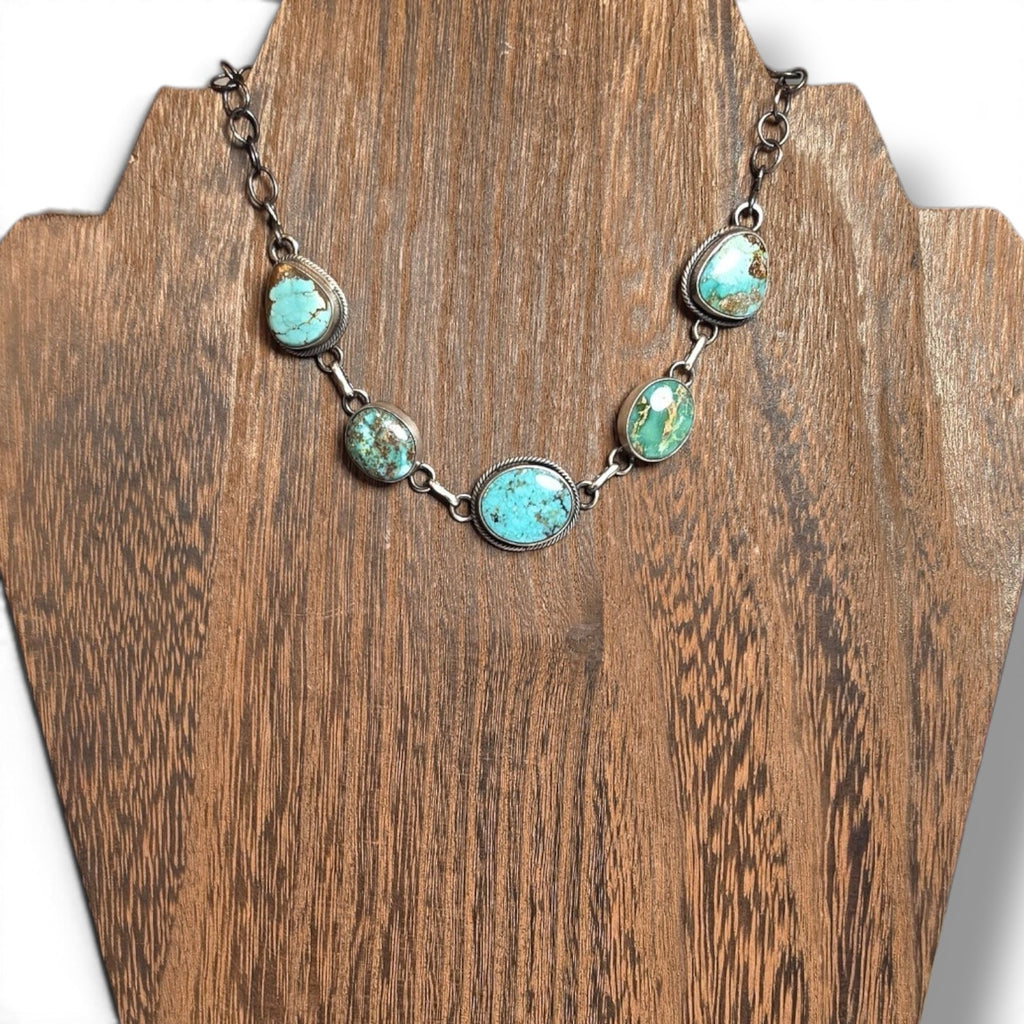 Native Made Mine #8 Turquoise & Sterling Choker 15 inches