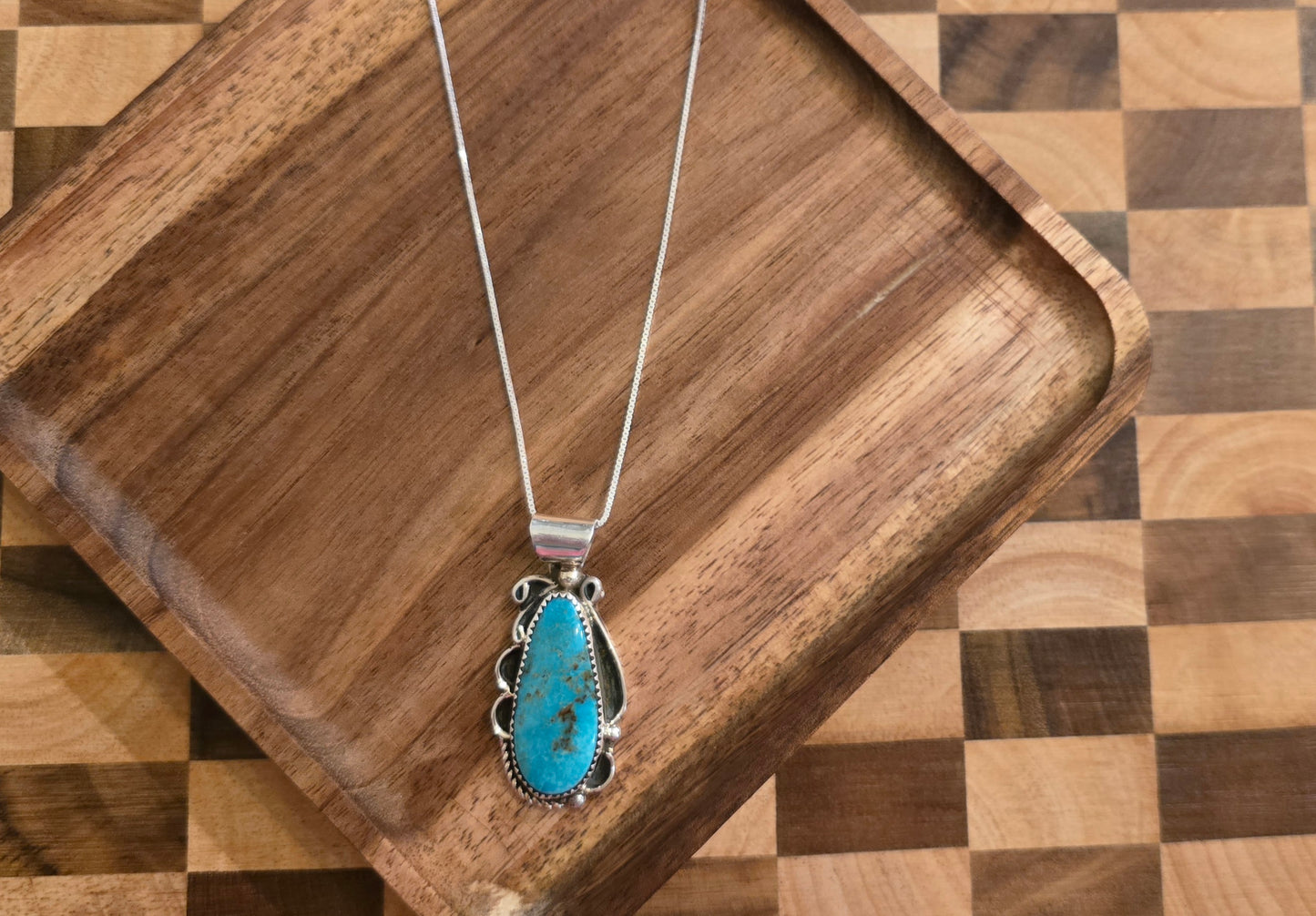Kingman Turquoise and Sterling Pendant