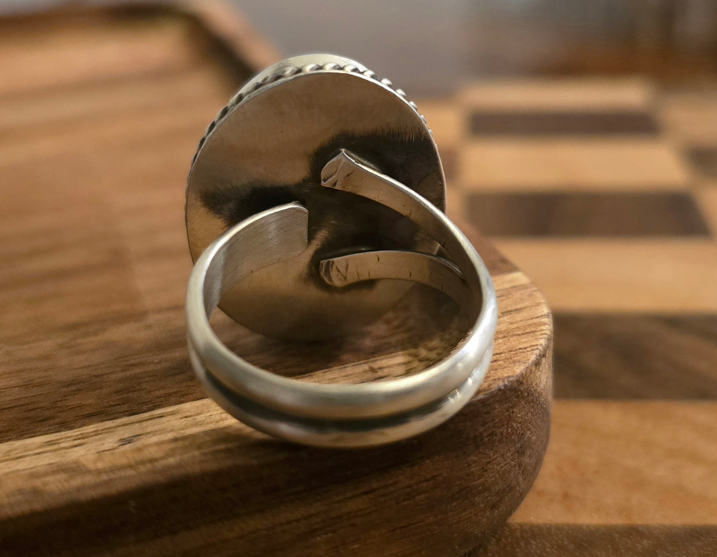 Cotton Candy Dahlia and Sterling Adjustable Ring