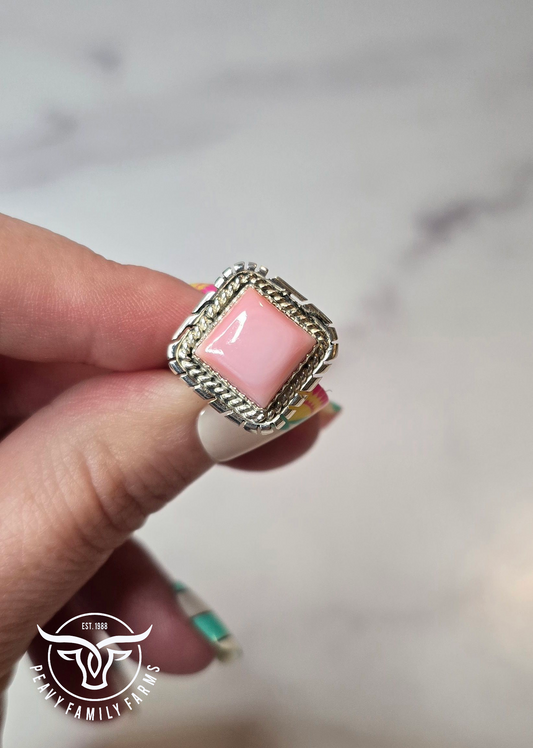Pink Conch and Sterling Size 6.5