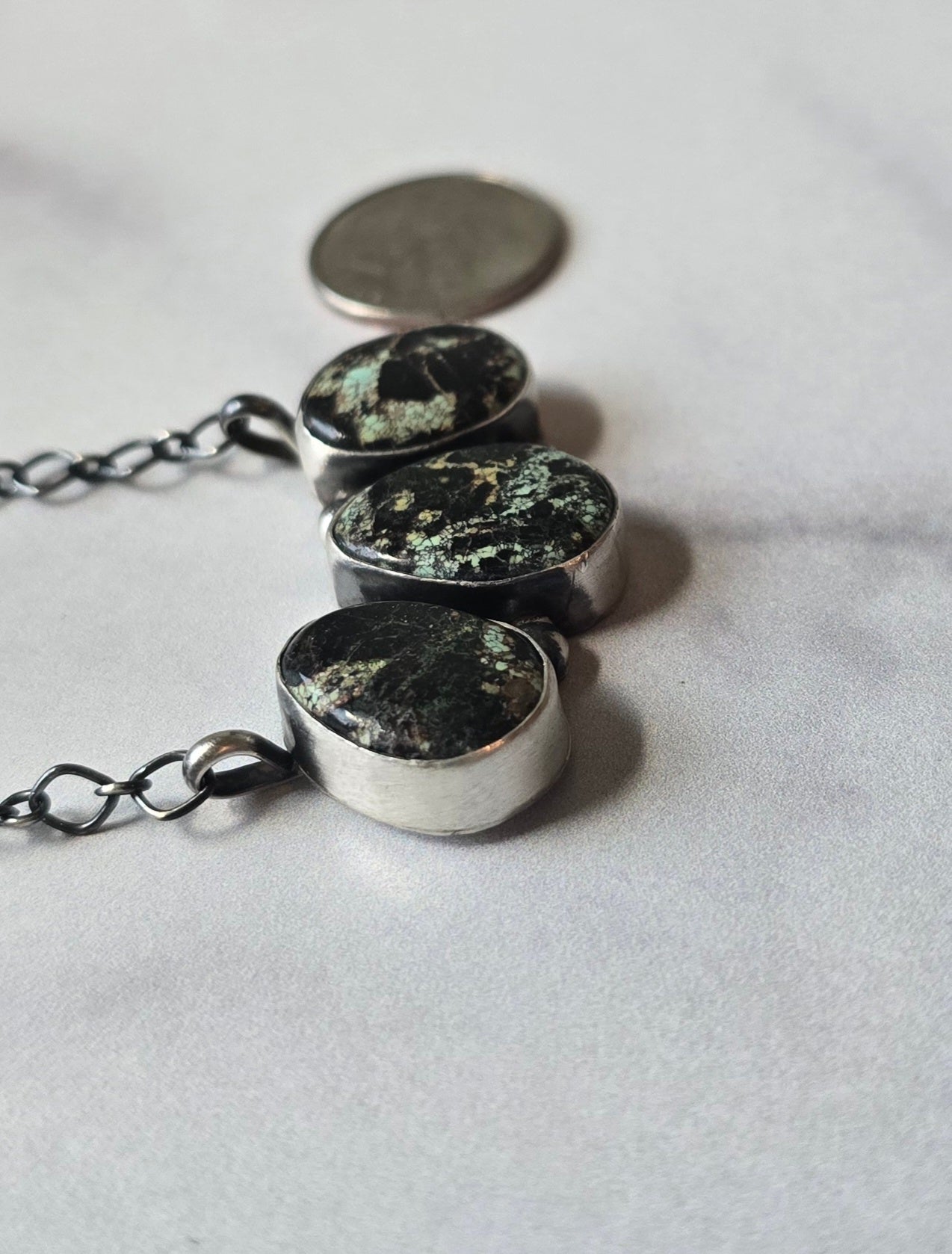 Native Made Black Jack and Sterling Necklace