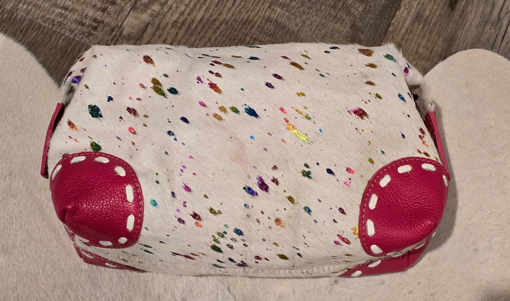 (Clearance) Myra Pink Leather and Hide Makeup Bag