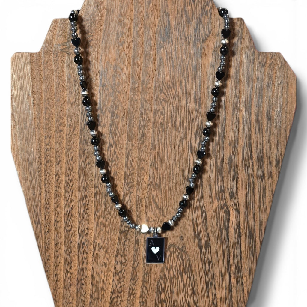 Black Ace Sterling Pearl Necklace 18 - 19 inches