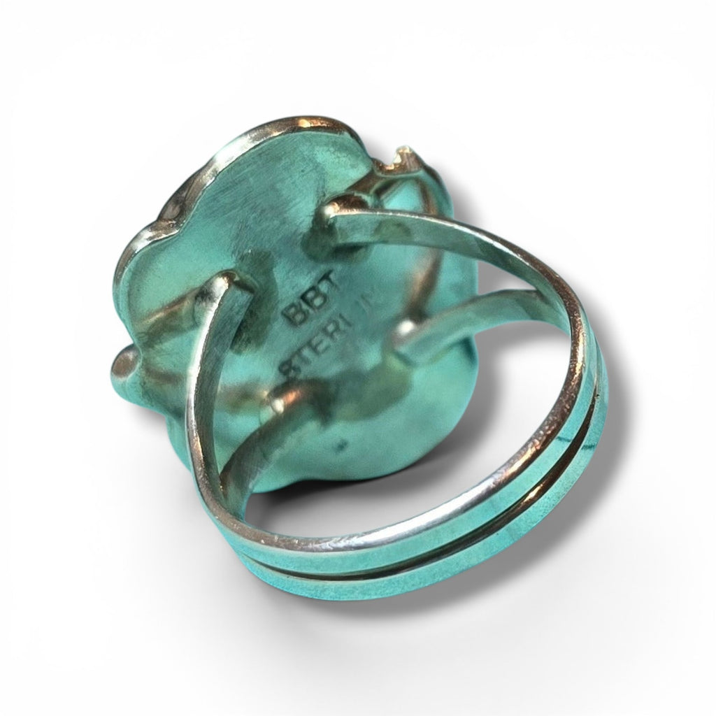 Native Made Kingman Turquoise & Sterling Ring Size 8