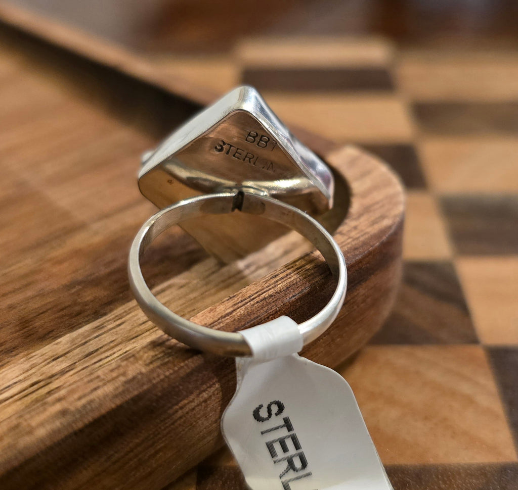 Black & White Checkered Sterling Ring