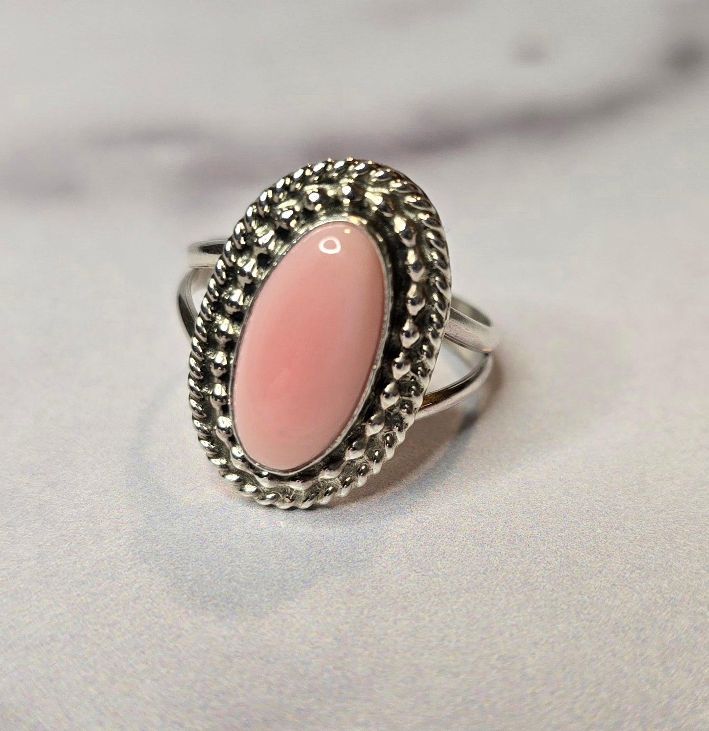 Pink Conch and Sterling Size 7.5