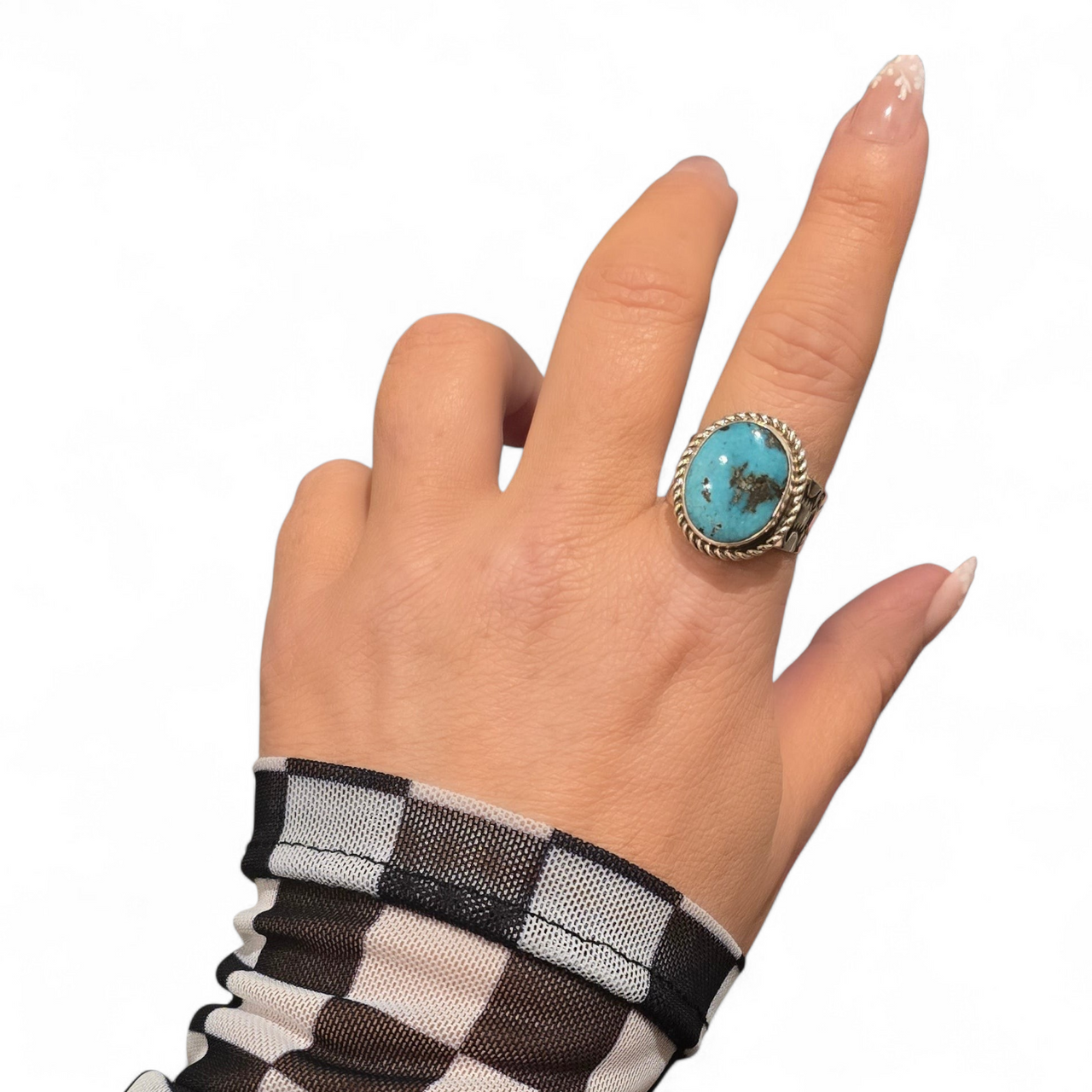 Herbert Tsosie Hubei Turquoise & Sterling Ring Size 10