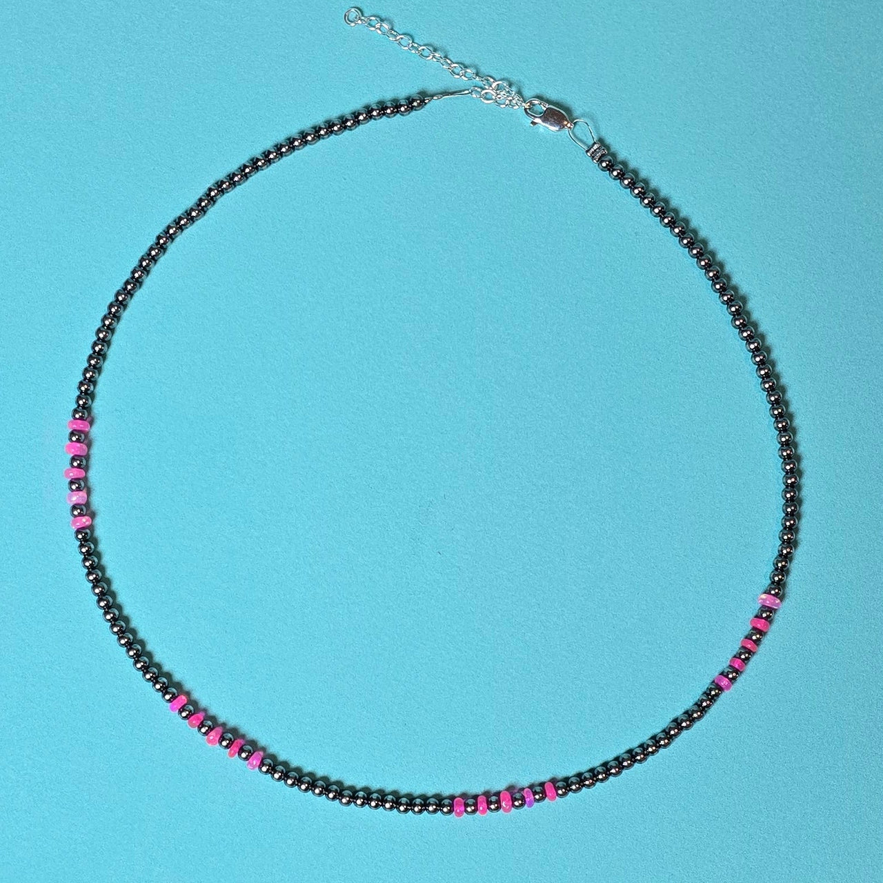 Pink Ethiopian Opal & Sterling Pearl Necklace