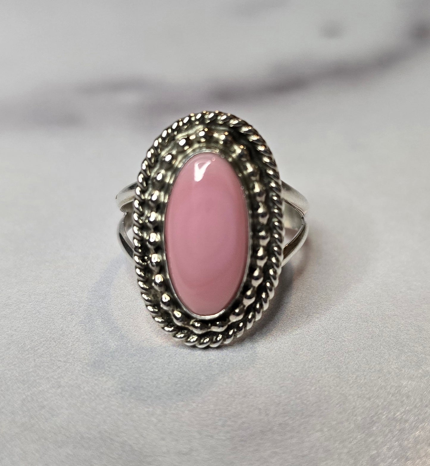 Pink Conch and Sterling Size 6.25