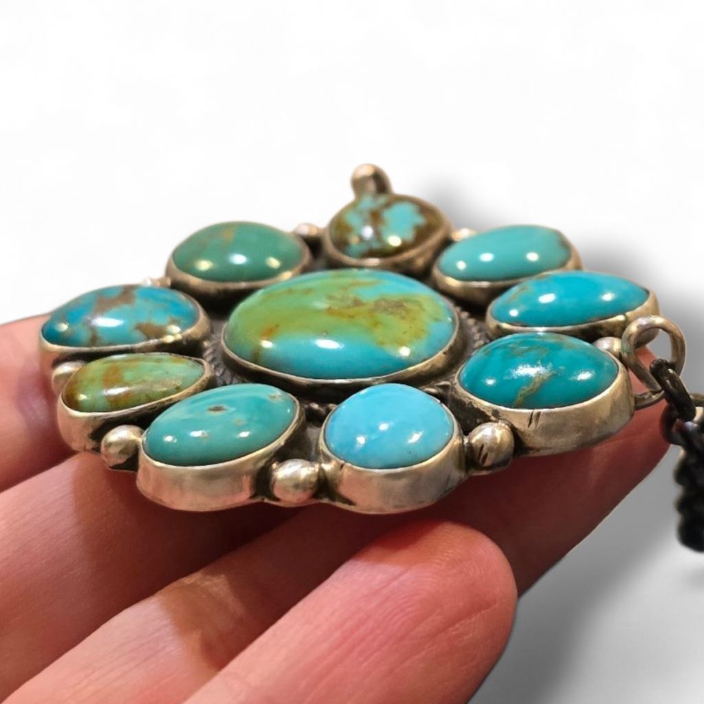 Geraldine James Kingman Turquoise & Sterling Cluster Necklace
