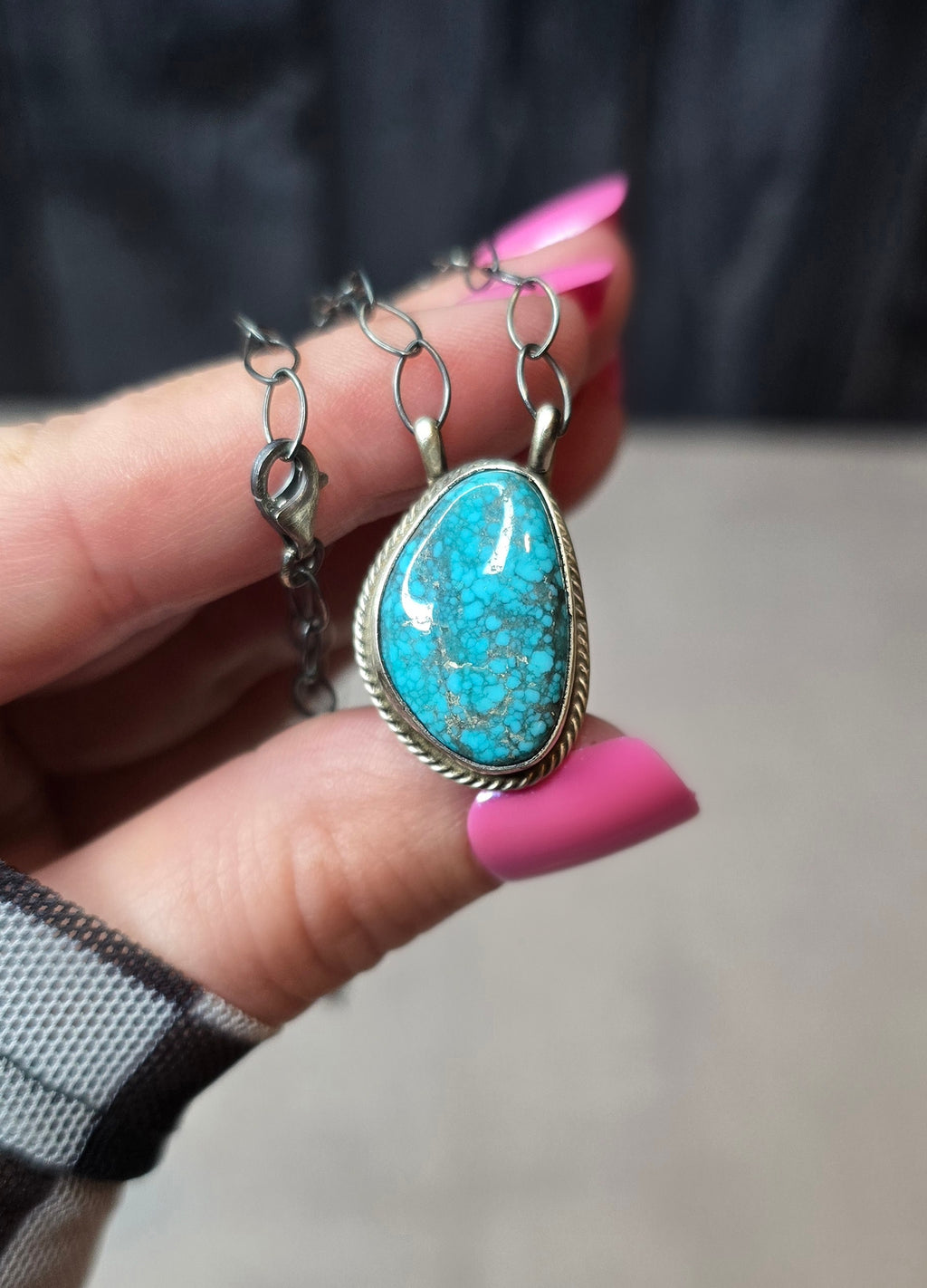 Kingman Turquoise and Sterling Necklace