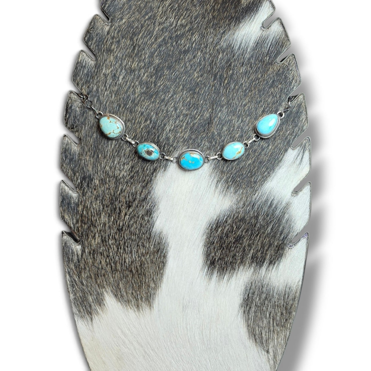 Native Made Mixed Turquoise & Sterling Choker 15 inches