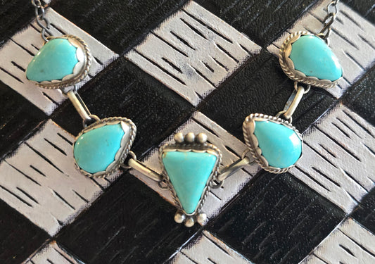 Blue Glacier Turquoise and Sterling Choker
