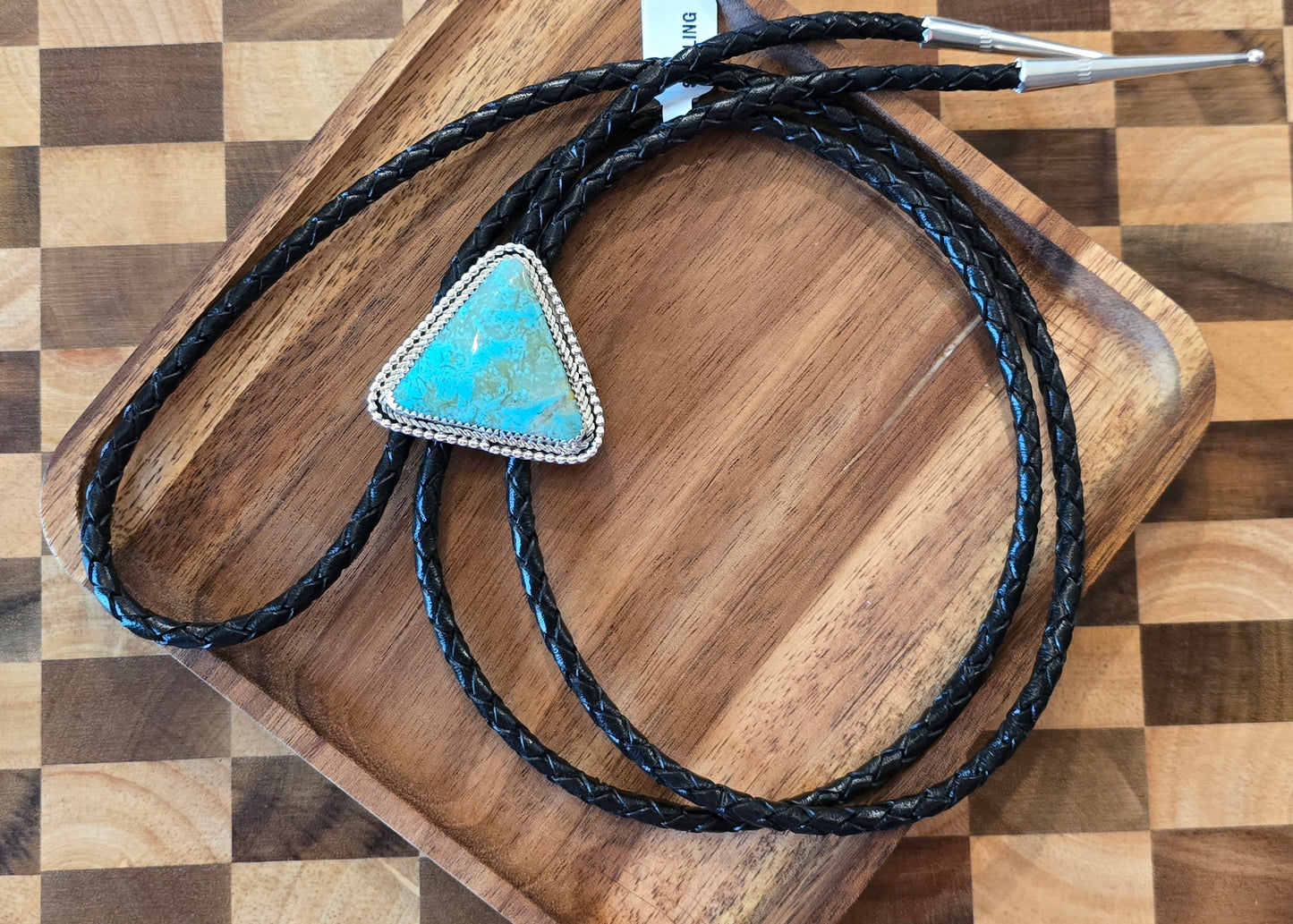 Turquoise, Sterling & Leather Bolo