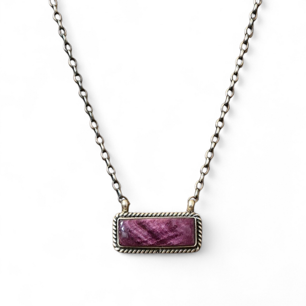 Purple Spiny & Sterling Bar Necklace