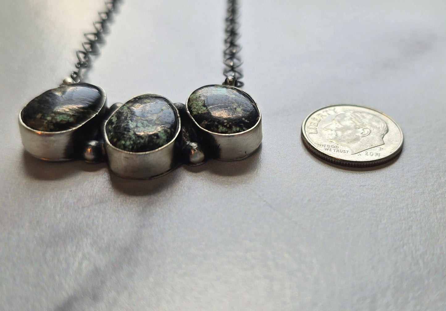 Native Made Black Jack and Sterling Necklace