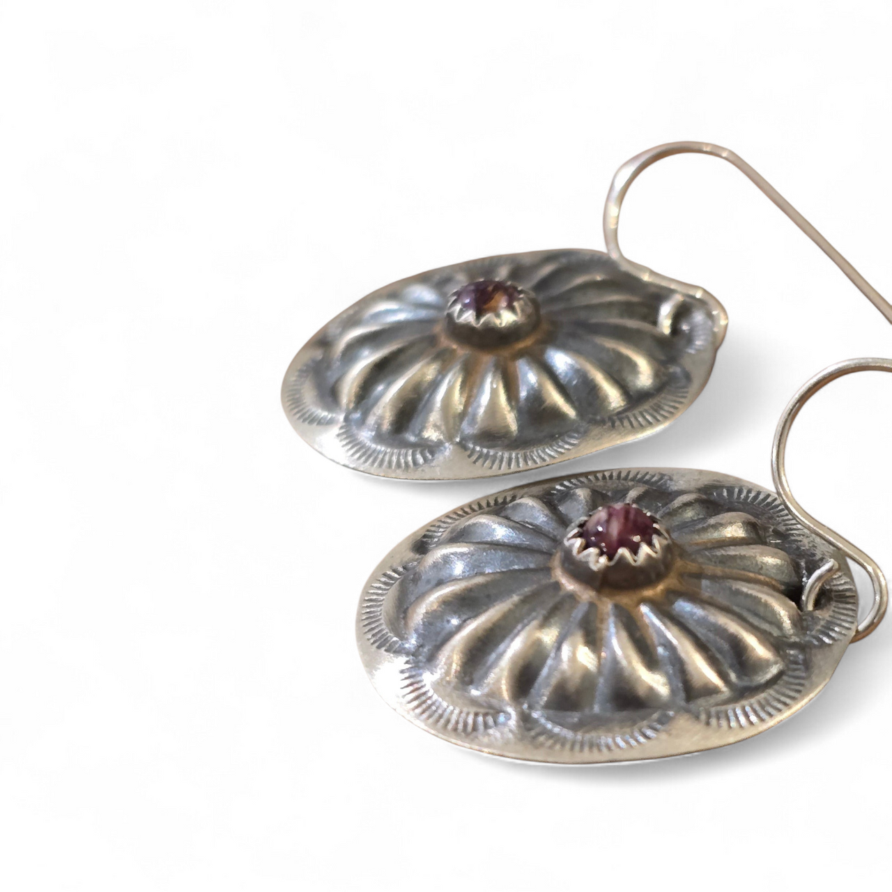 Purple Spiny & Repoussé Sterling Earrings