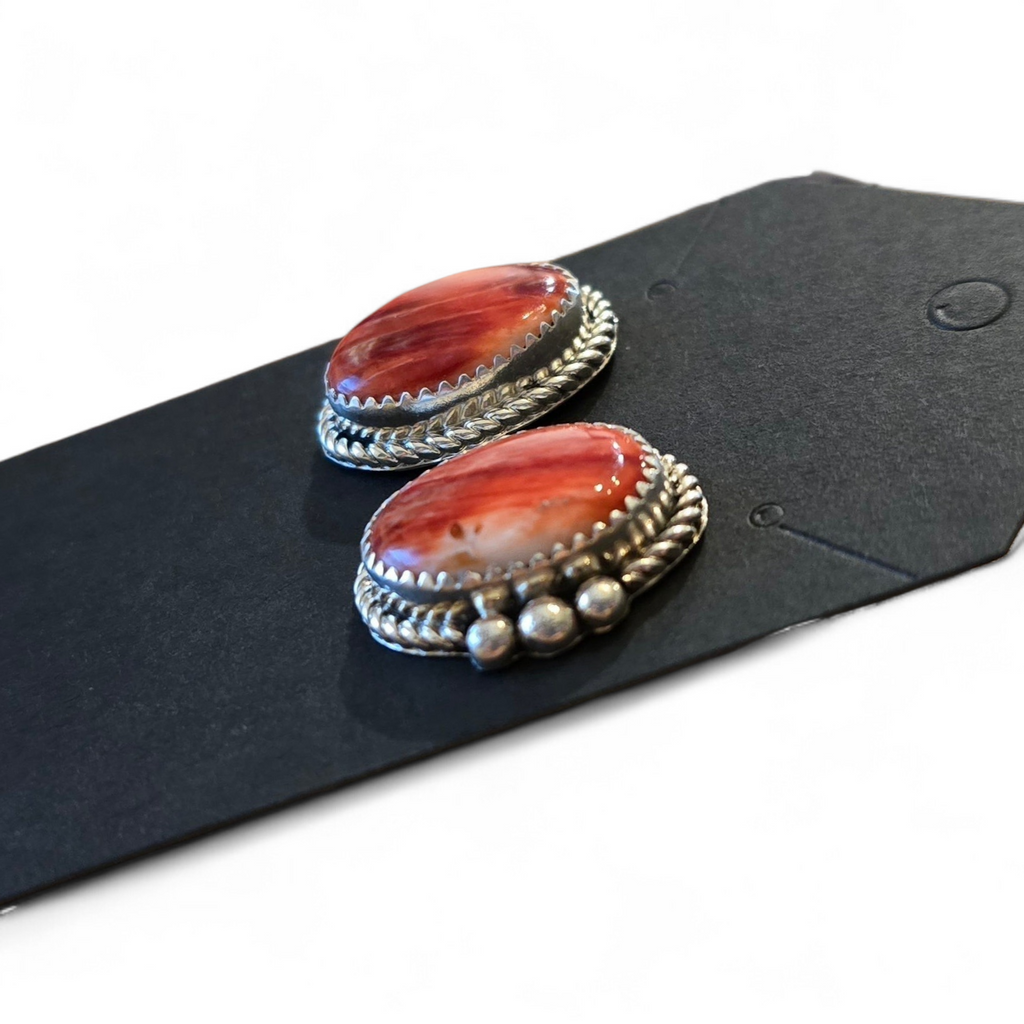 Red Spiny & Sterling Earrings