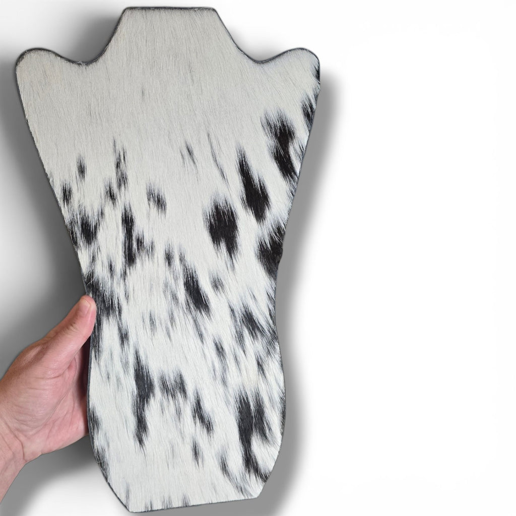Black & White Hide With Leather Back Necklace Stand