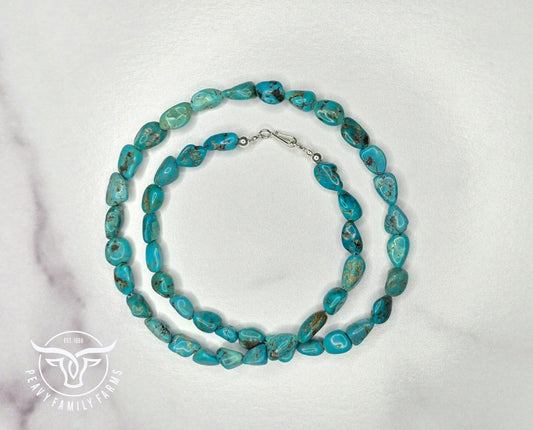 Genuine Turquoise & Sterling Necklace 20 inches