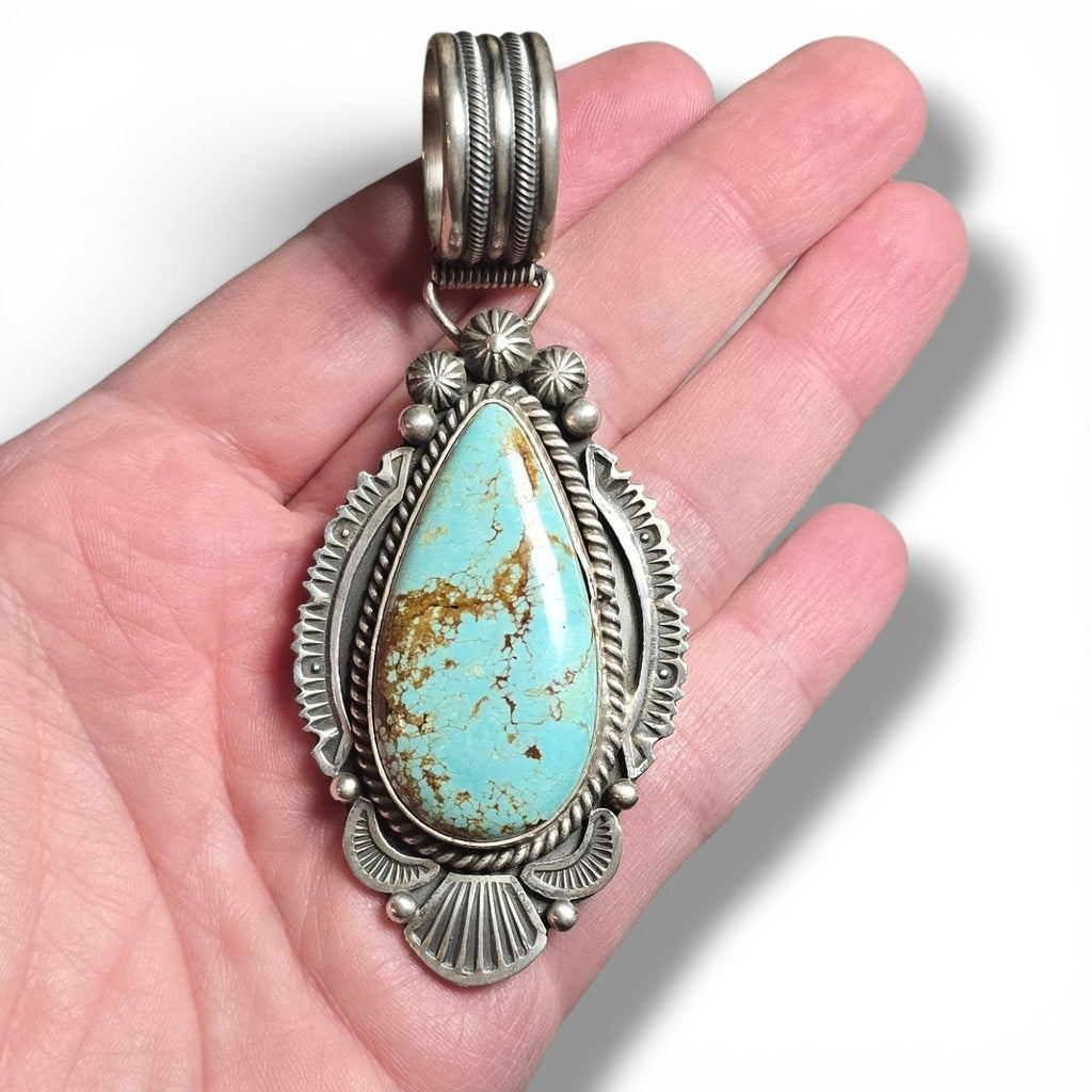 Native Made Kingman Turquoise & Sterling Pendant