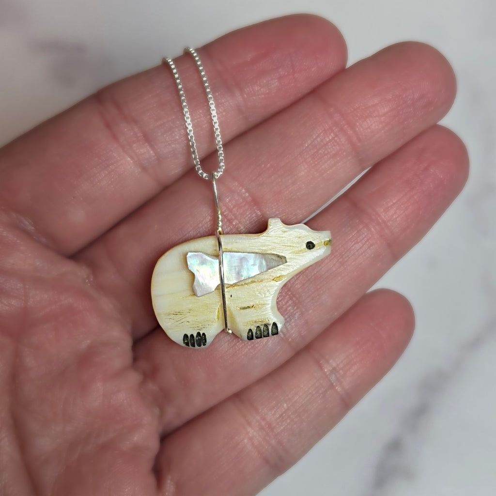 Zuni Hand Carved Bear Pendant