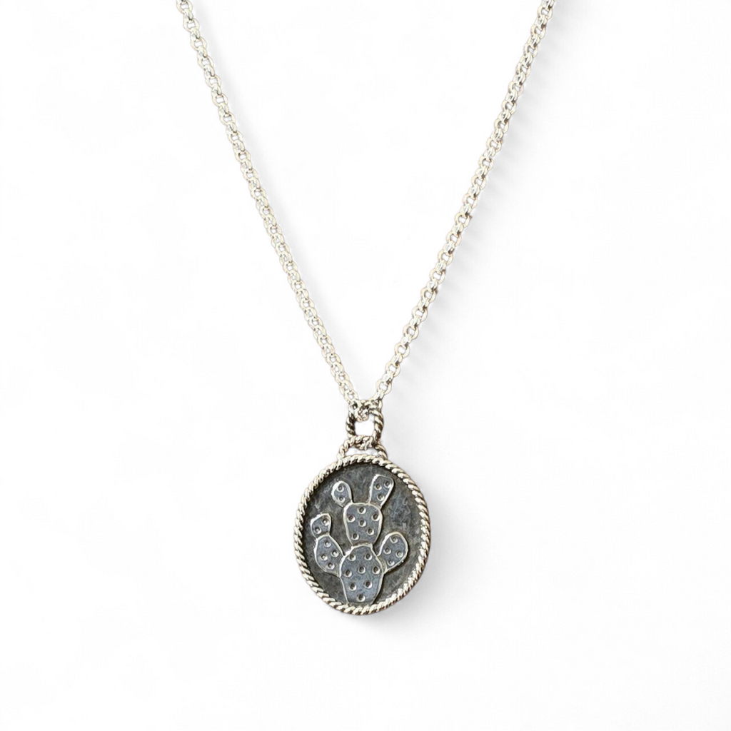 Texas Silversmith Stephanie Fritzsching Handmade Sterling Cactus Necklace