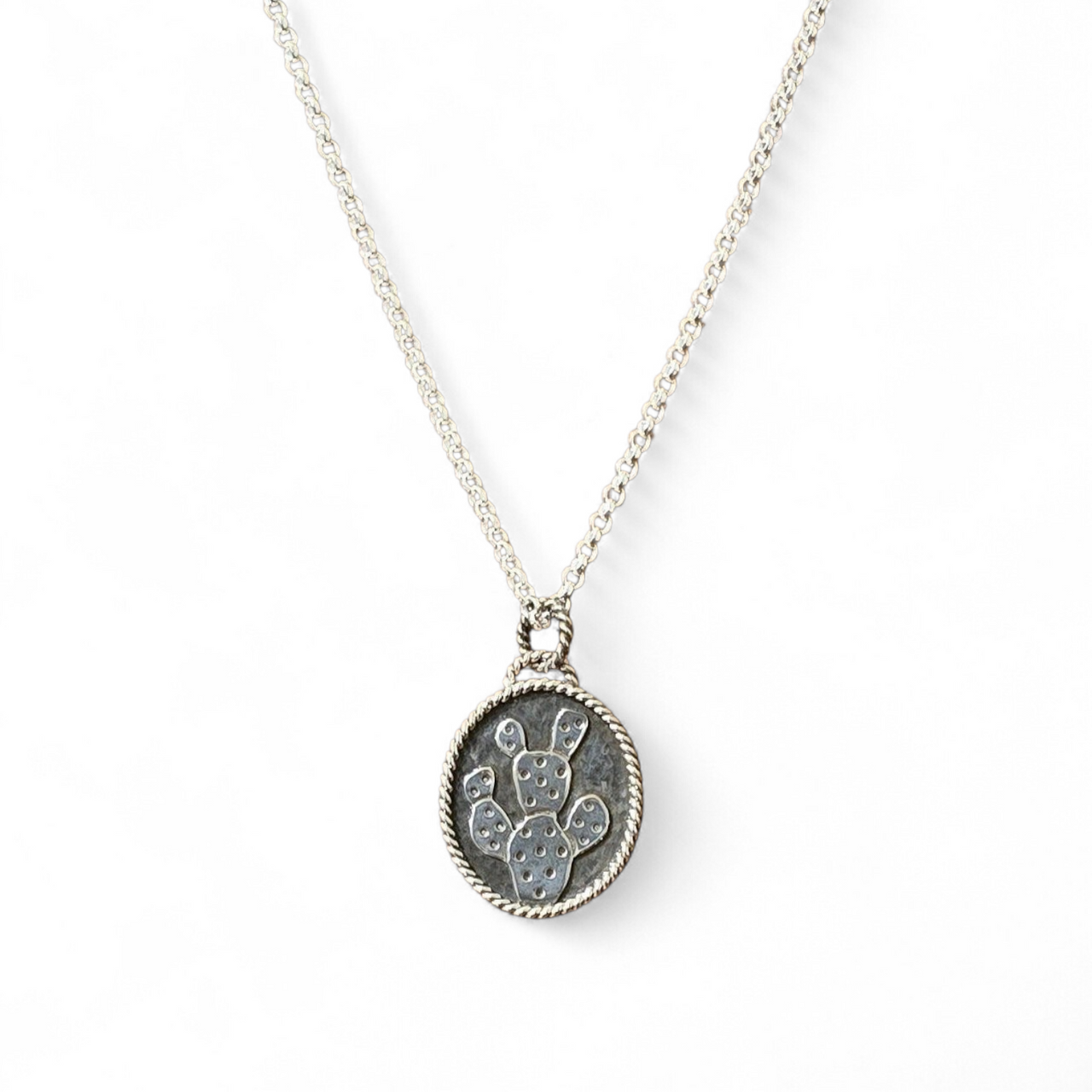 Texas Silversmith Stephanie Fritzsching Handmade Sterling Cactus Necklace