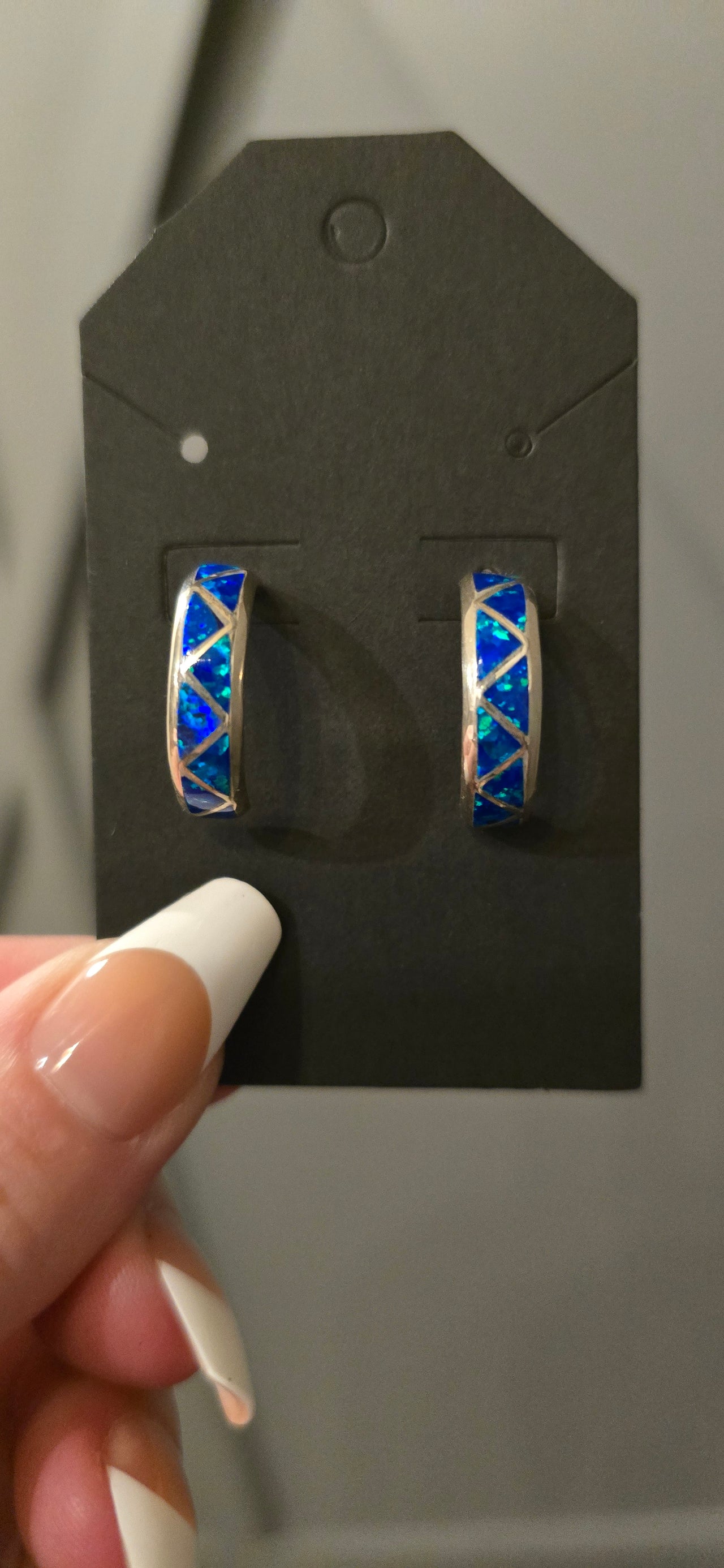 Blue Opal & Sterling Earrings