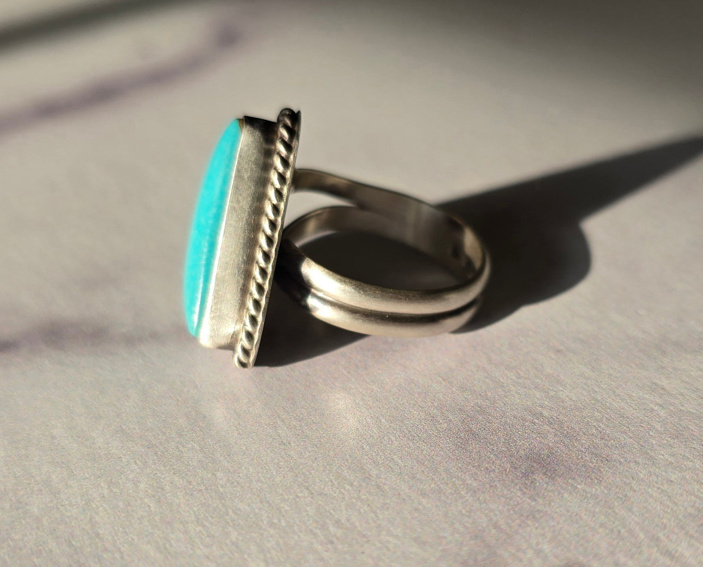 Kingman Turquoise and Sterling Adjustable Ring