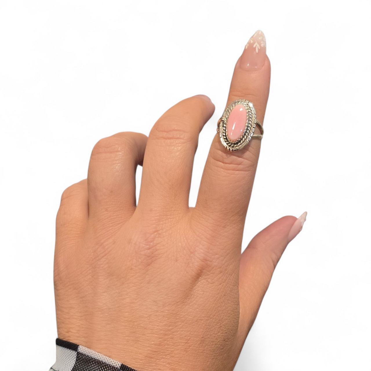 P Skeets Pink Conch & Sterling Ring Size 5.75