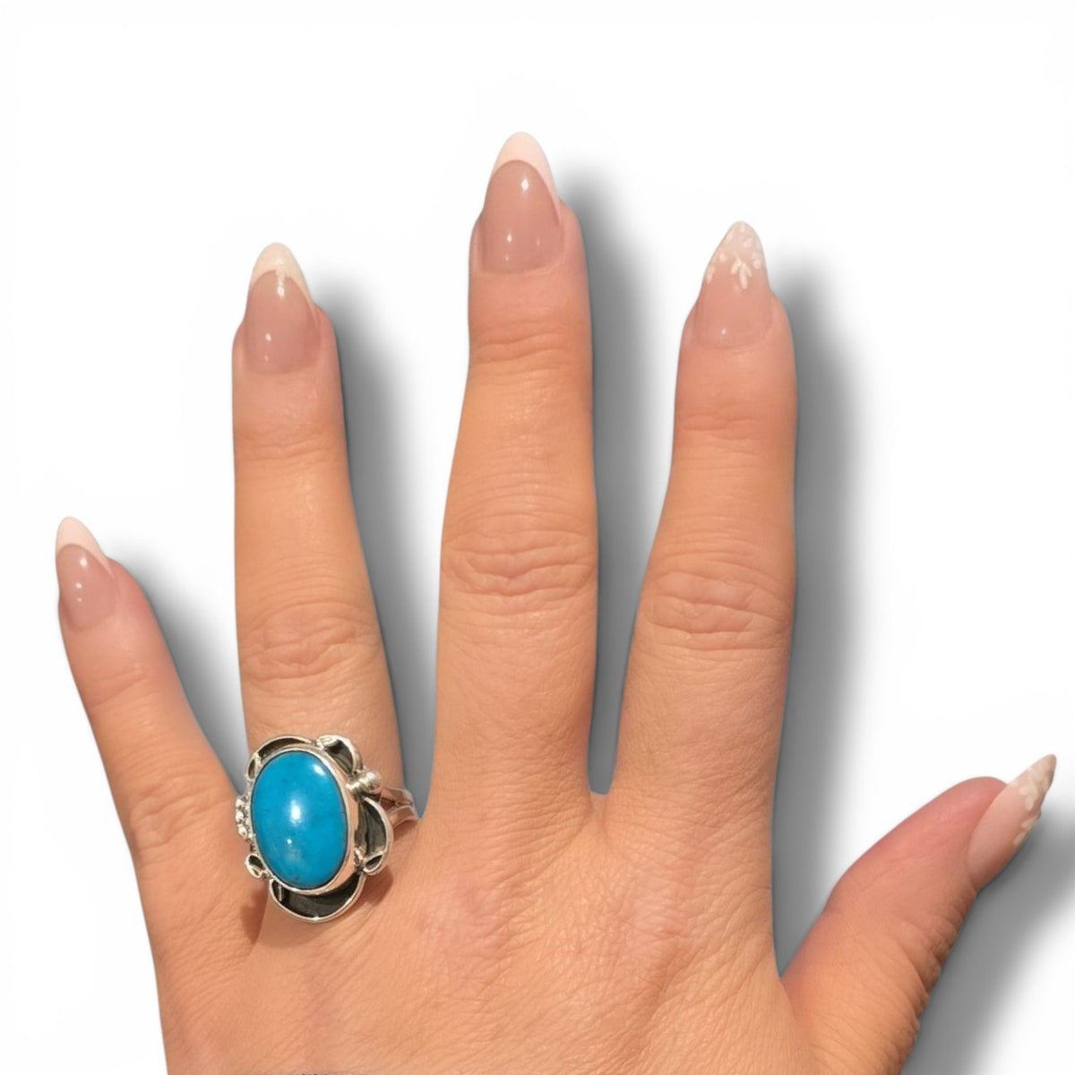 Native Made Kingman Turquoise & Sterling Ring Size 8