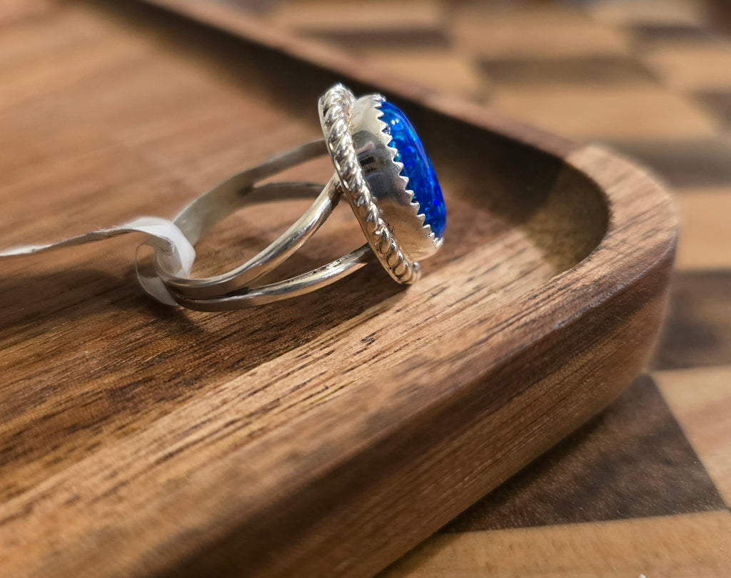 Blue Opal & Sterling Ring