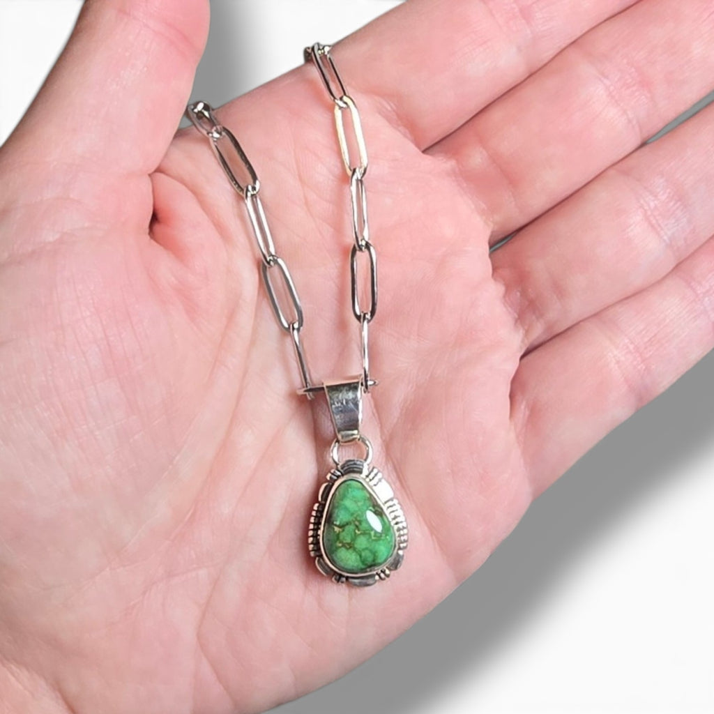 Native Made Sonoran Gold & Sterling Pendant With Free Stainless Steel Paper Clip Chain