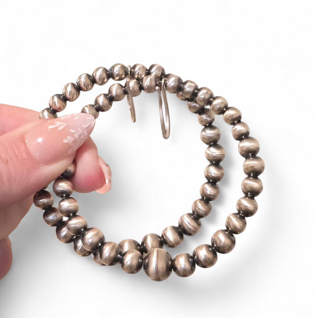 Amanda Larry Graduated Navajo Pearl Hoop Earrings