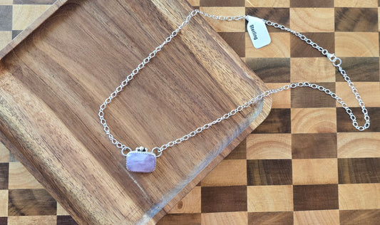 Kunzite and Sterling Necklace