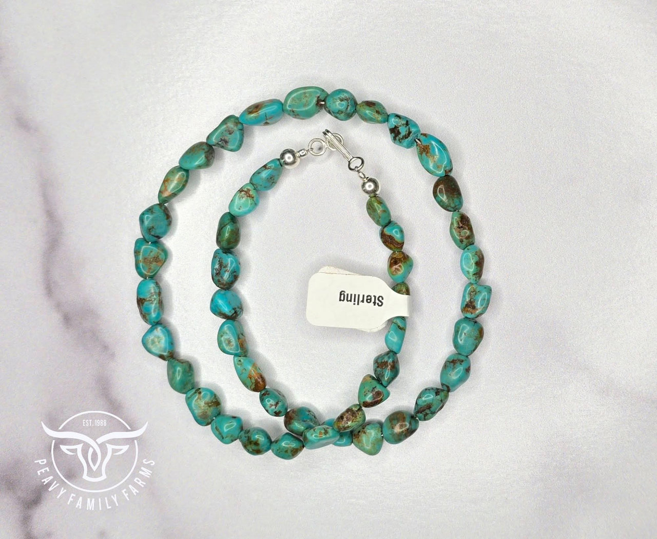 Turquoise & Sterling Necklace 17 inches
