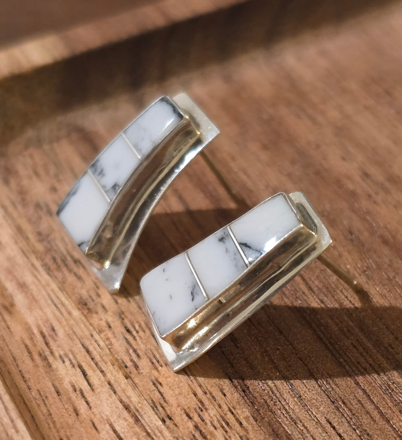 White Buffalo & Sterling Earrings