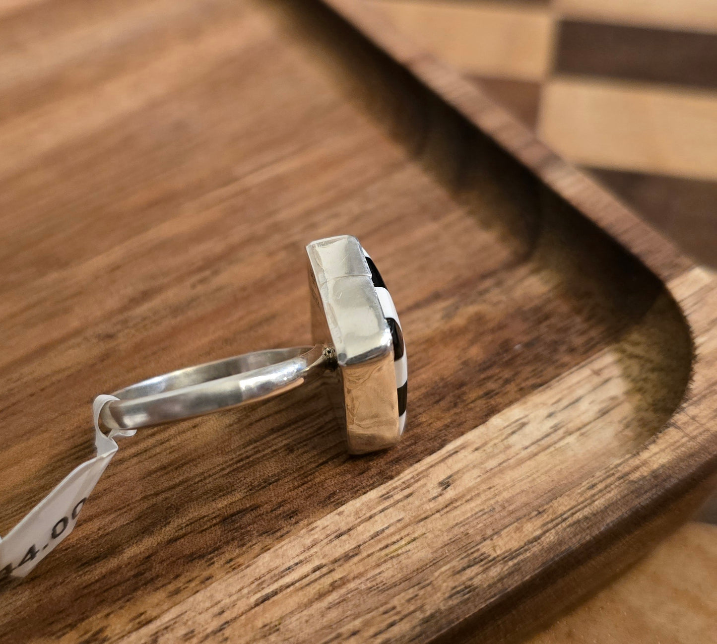 Black & White Checkered Ring Size 8.5