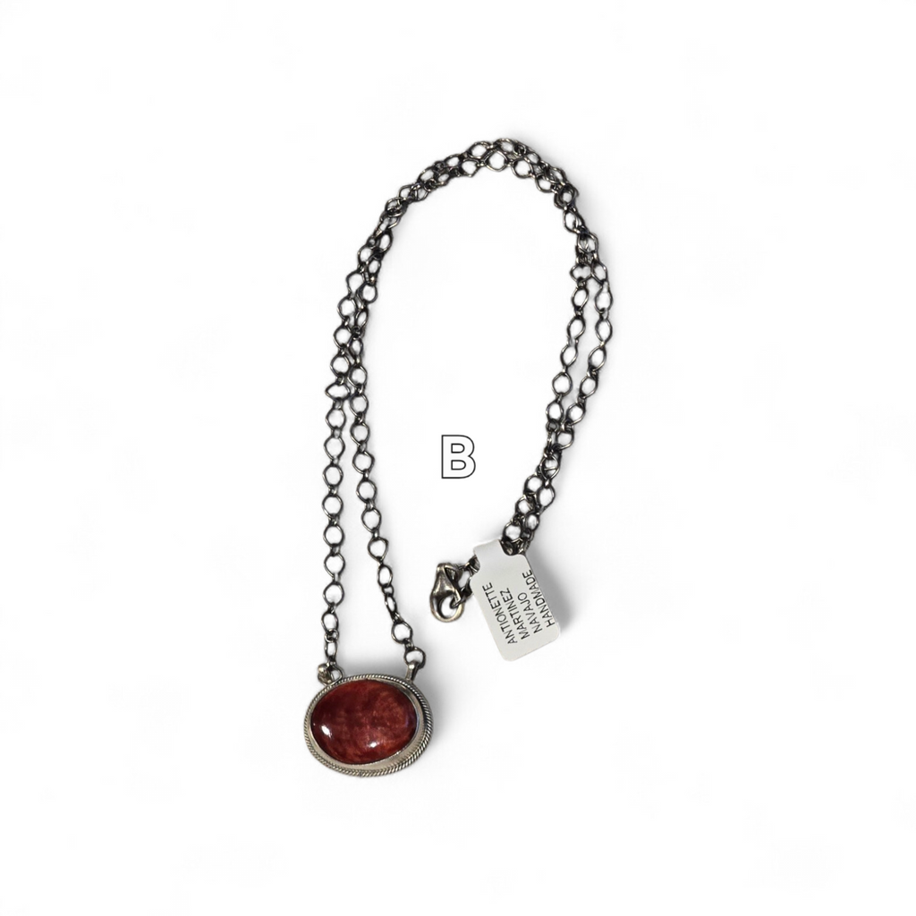 Antoinette Martinez Orange or Red Spiny & Sterling Necklaces