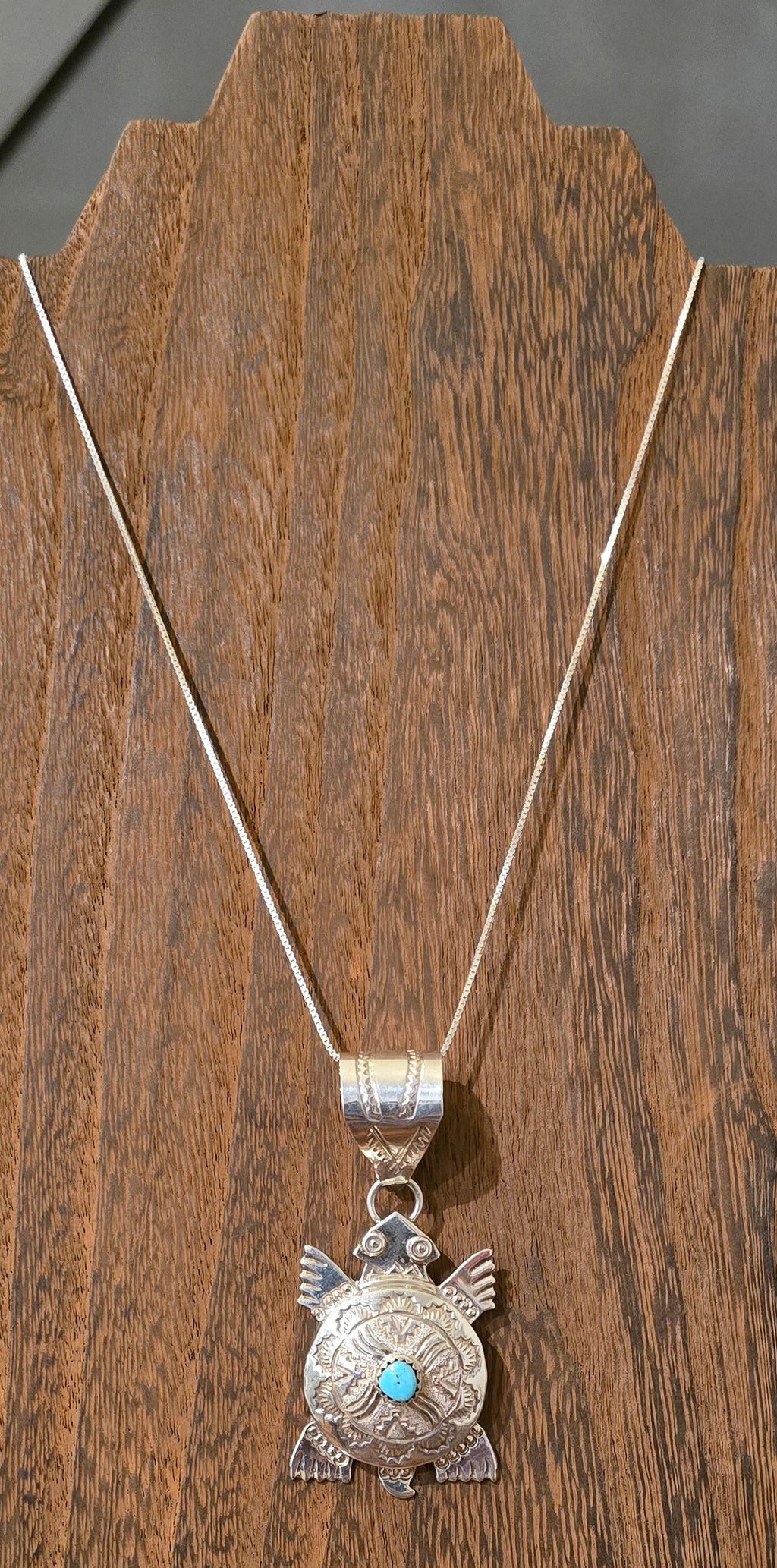 Turquoise & Sterling Turtle Pendant